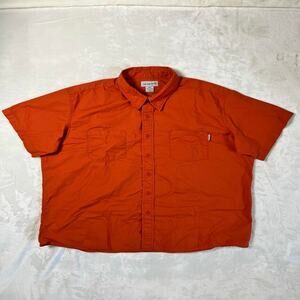 Carhartt Button Up Shirt Men's 2XL Short Sleeve Orange Garage Work Hobby Chore